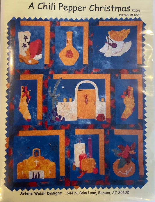 A Chili Pepper Christmas Quilt Pattern - An Arlene Walsh Design, Southwest Pattern, Fused Applique