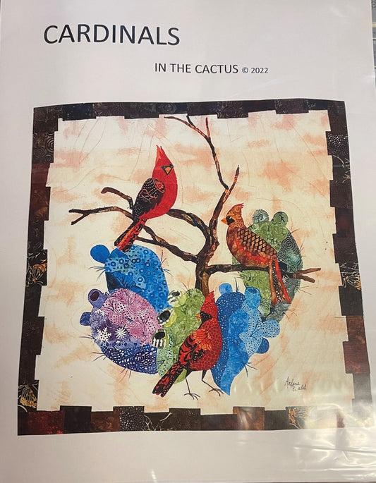 Cardinals in the Cactus Quilt Pattern - An Arlene Walsh Design, Southwest Pattern, Fused Applique