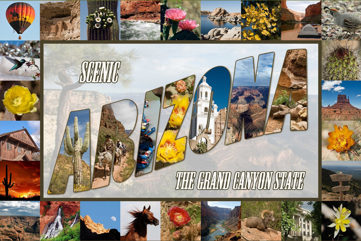 Arizona Large Letter Postcard Fabric Panel - SAZ-002C