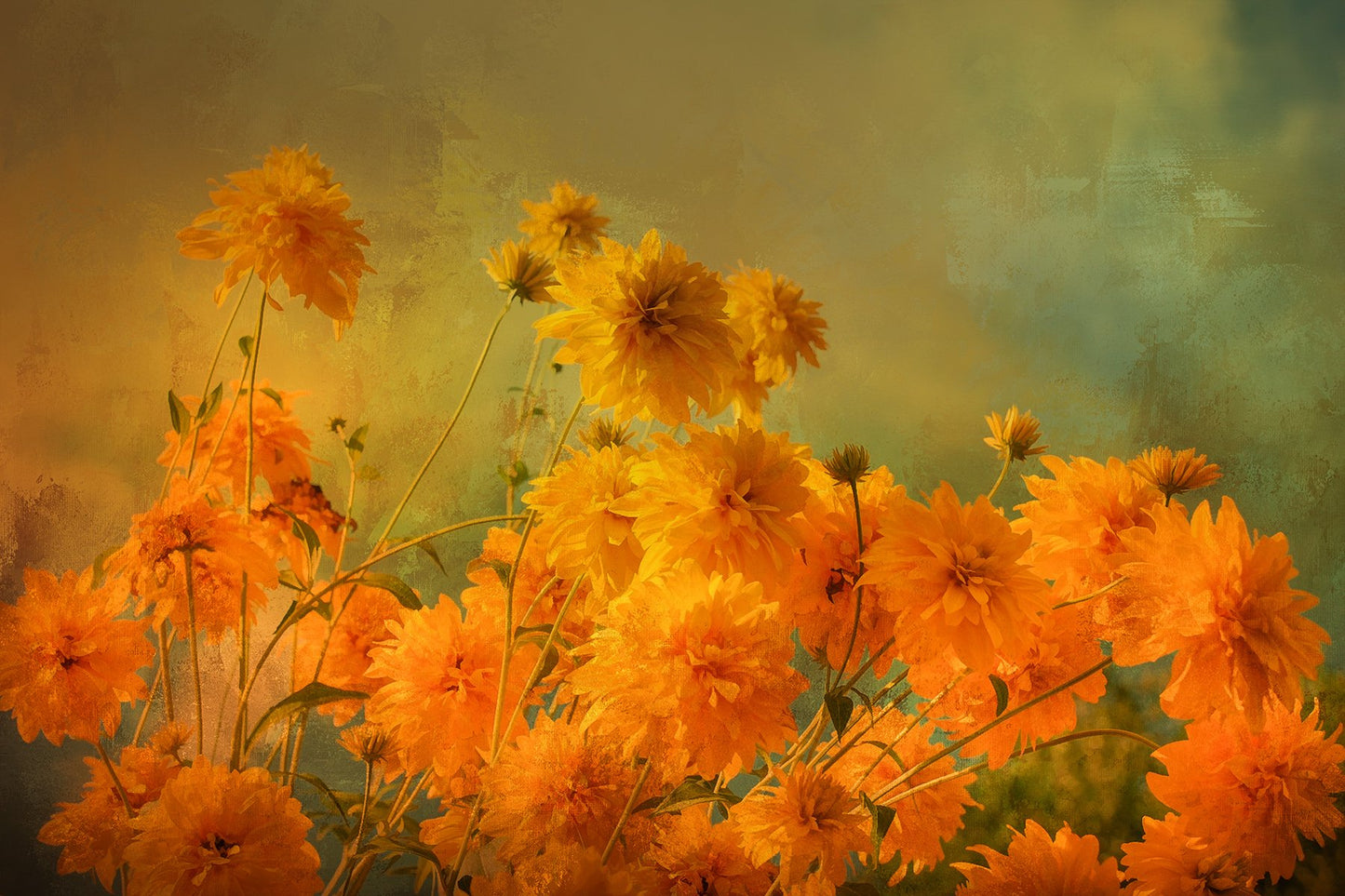A Vision in Orange Fabric Panel - FLR-020C