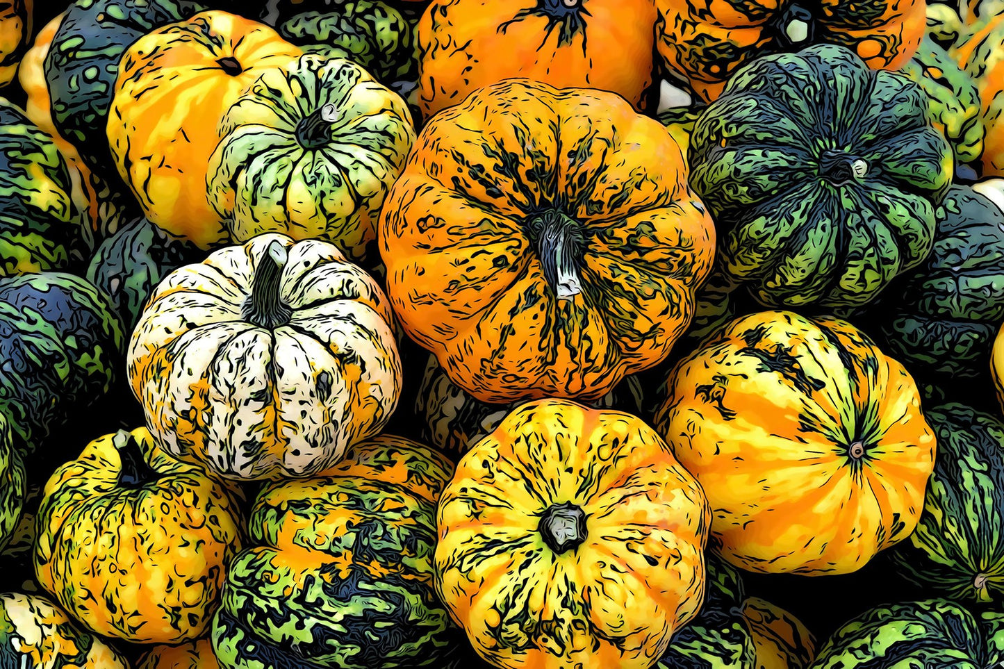 A Gaggle of Gourds Fabric Panel - FPG-006C