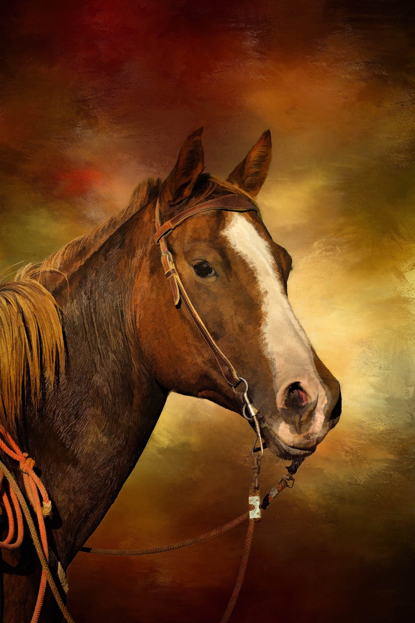 Paint Horse in Bridle Fabric Panel - AHS-025C