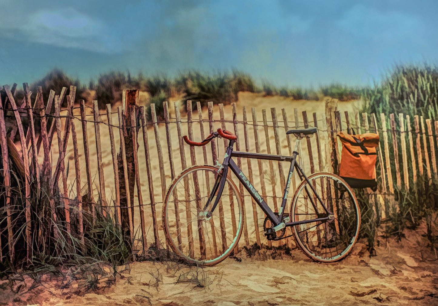 Bike at the Beach Fabric Panel - OCE-055C