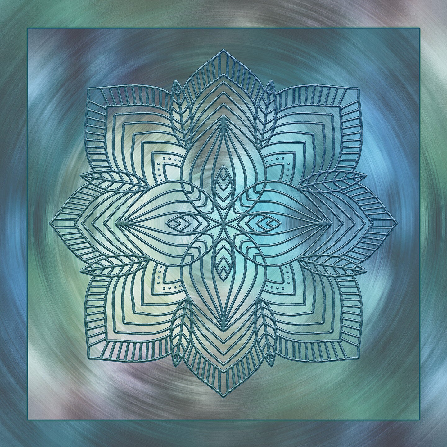 Blue and Green Mandela Fabric Panel - MAK-005C