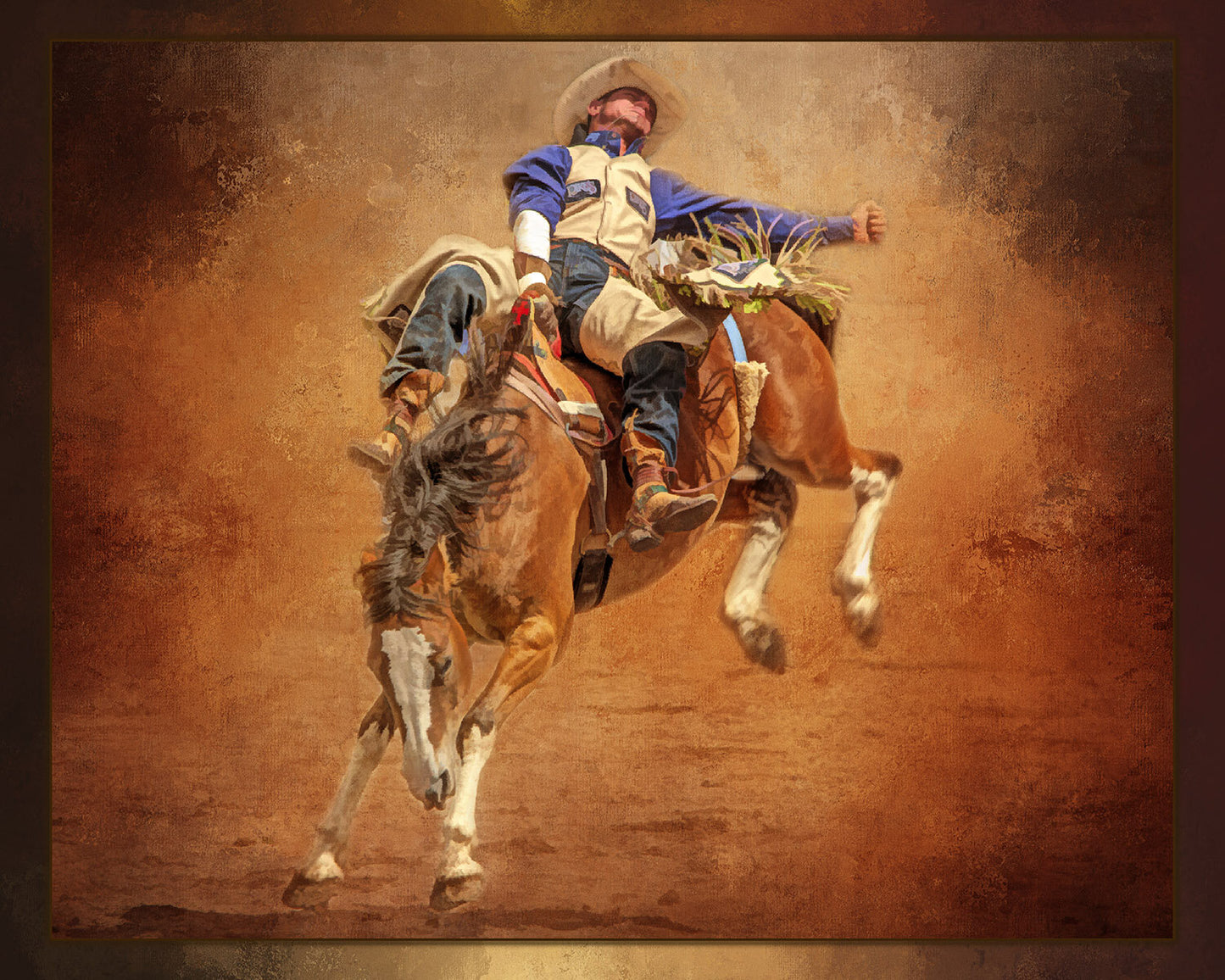 Bronc Rider Three Fabric Panel - CBY-011C