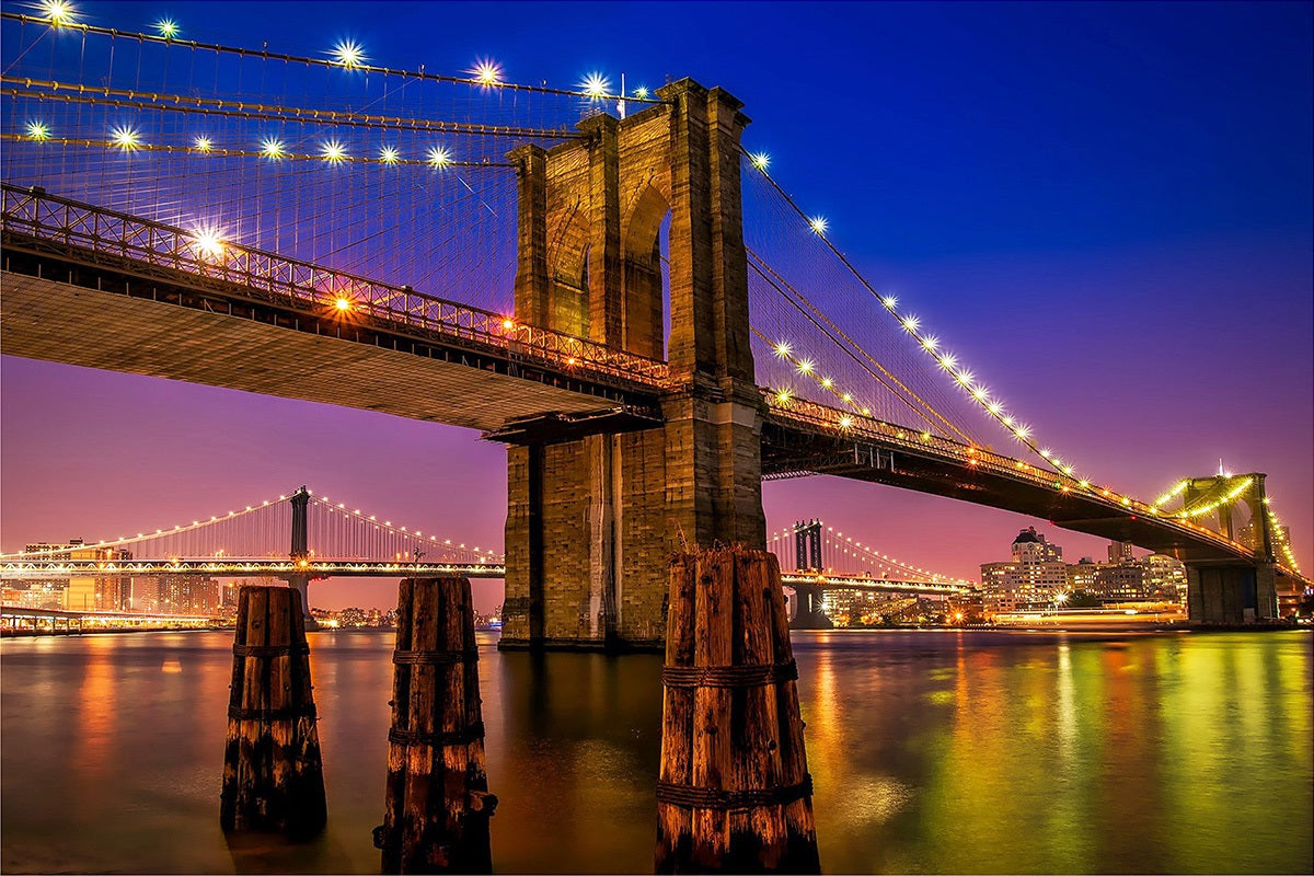 Brooklyn Bridge by Night Fabric Panel - MISC-028C