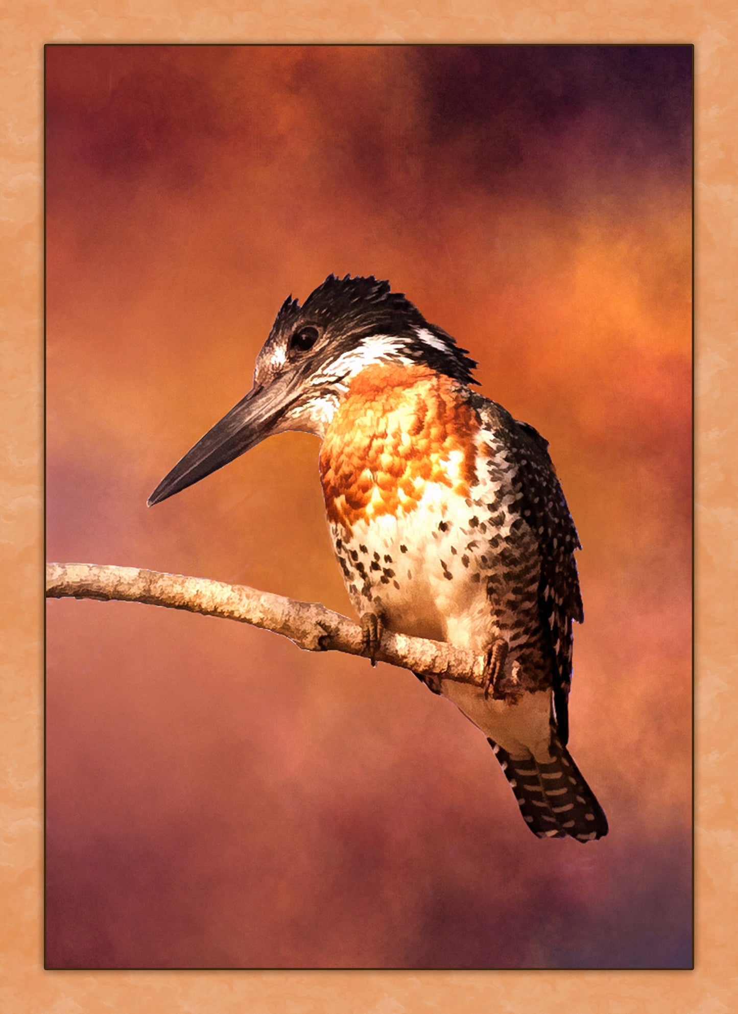 Kingfisher in Soft Light Fabric Panel - BOS-009C