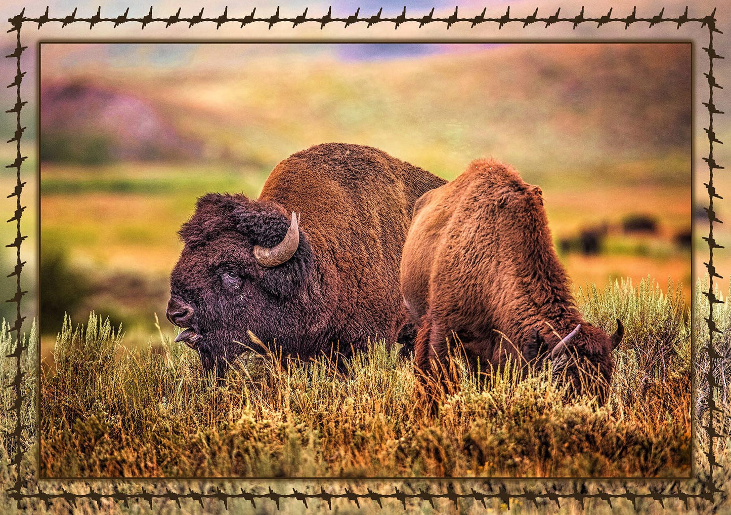 Bison in Rut Fabric Panel - ANW-030C