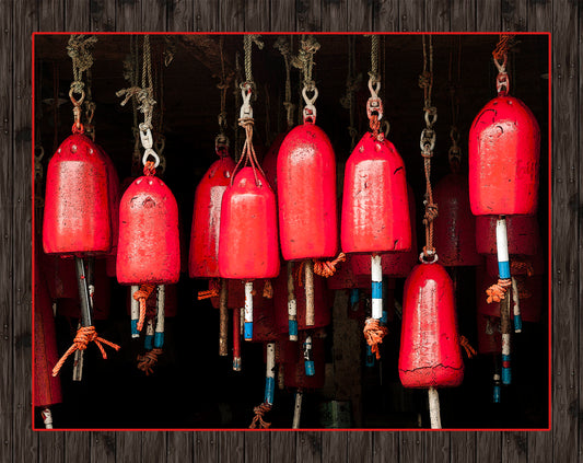 Red Buoys Fabric Panel - BOA-014C