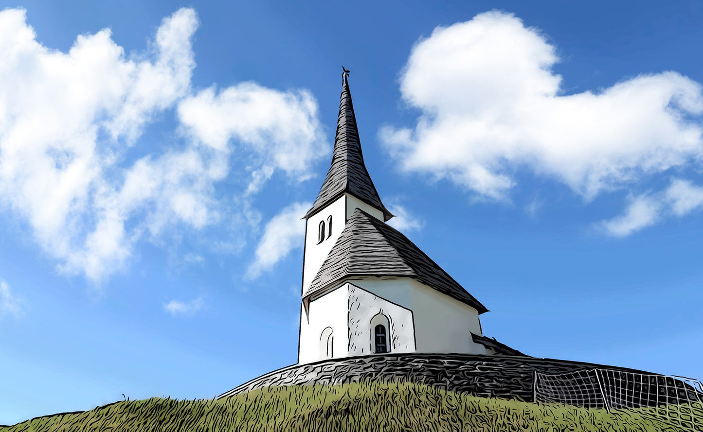 Chapel on the Hill Fabric Panel - MISC-018C