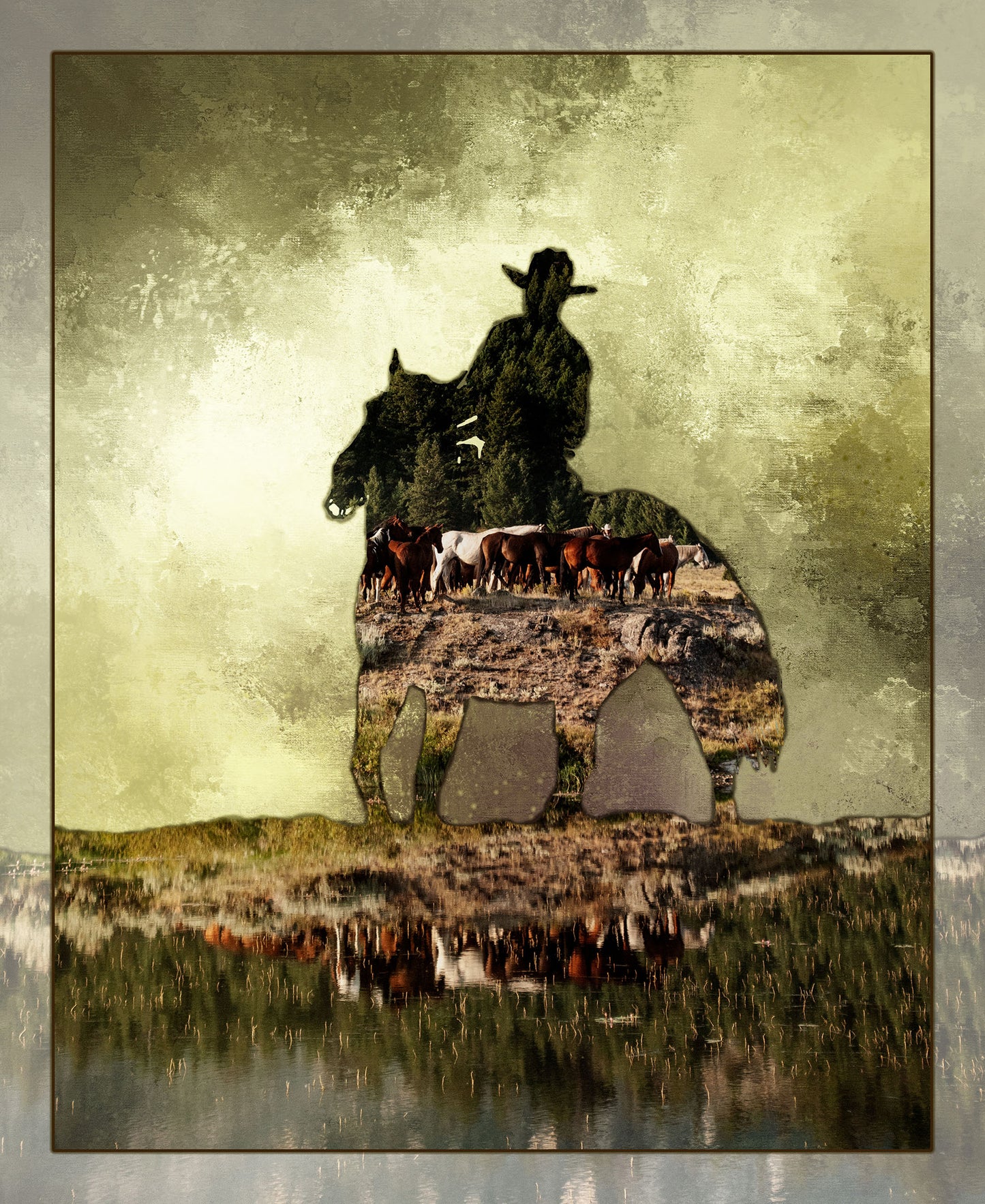 Double Exposure Cowboy Fabric Panel - CBY-003C