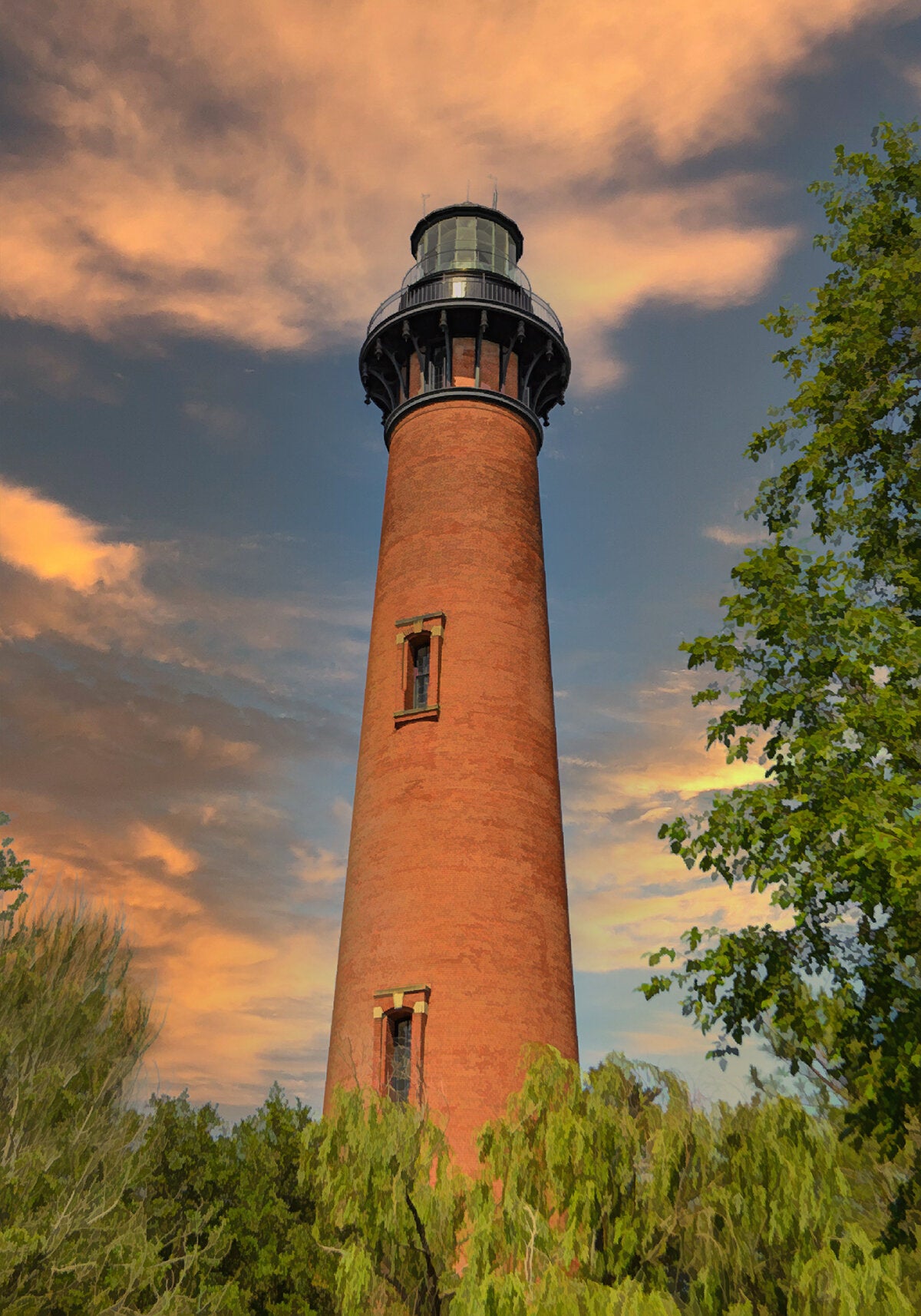 Currituck North Carolina Lighthouse Fabric Panel - OCE-043C