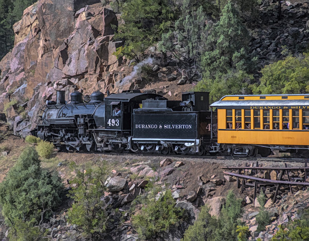 Durango Silverton Railroad Train Fabric Panel - SCO-007C