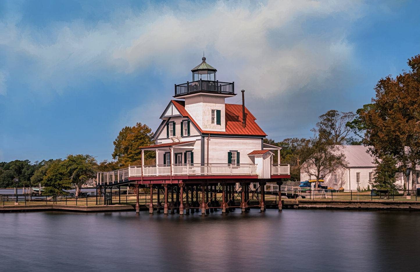 Edenton North Carolina Lighthouse Fabric Panel - OCE-046C