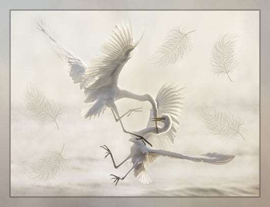 Mid-Air Egret Battle Fabric Panel - BSB-003C