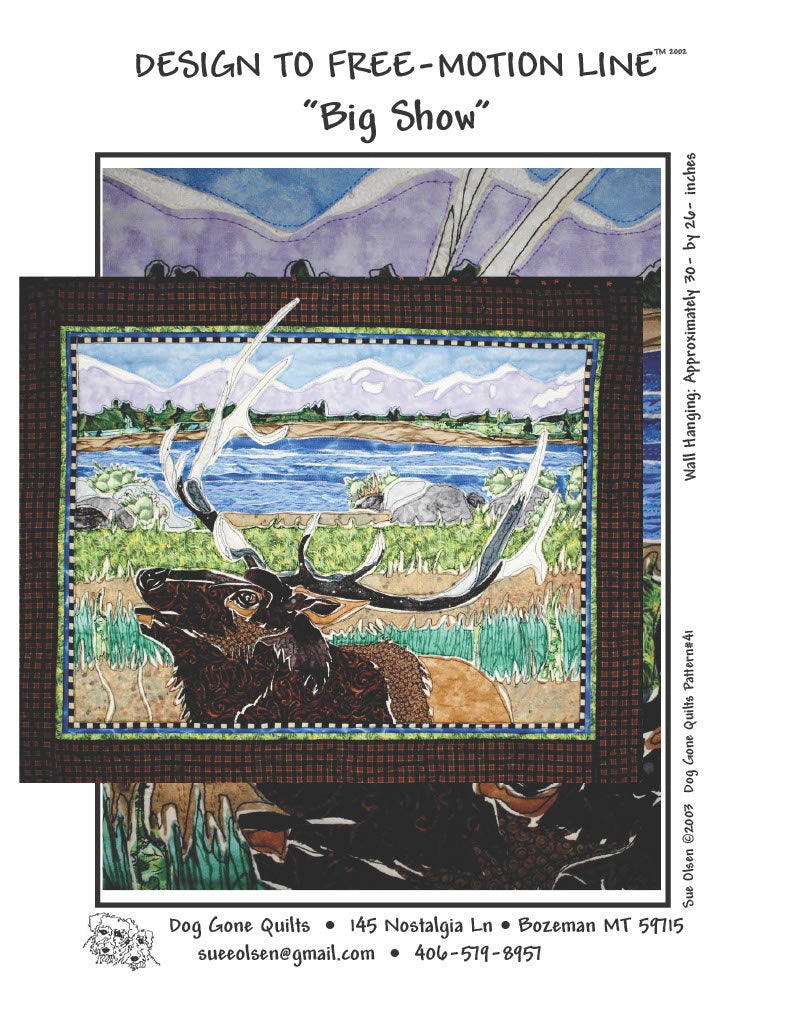 Big Show Quilt Pattern, Approximately Size 30” x 25”, Design to Free-Motion Line from Dog Gone Quilts