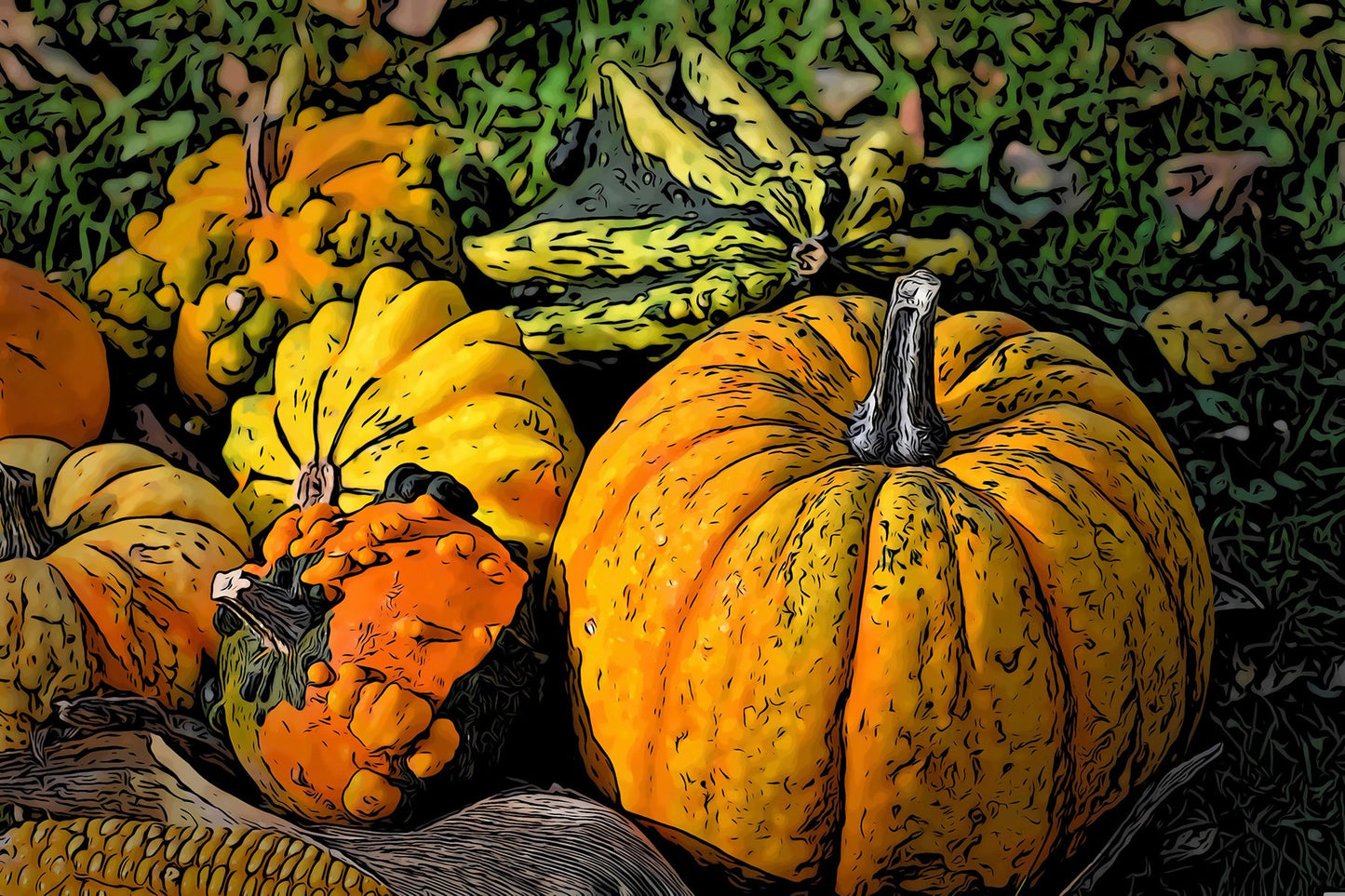 Fall Food Color Fabric Panel - FPG-003