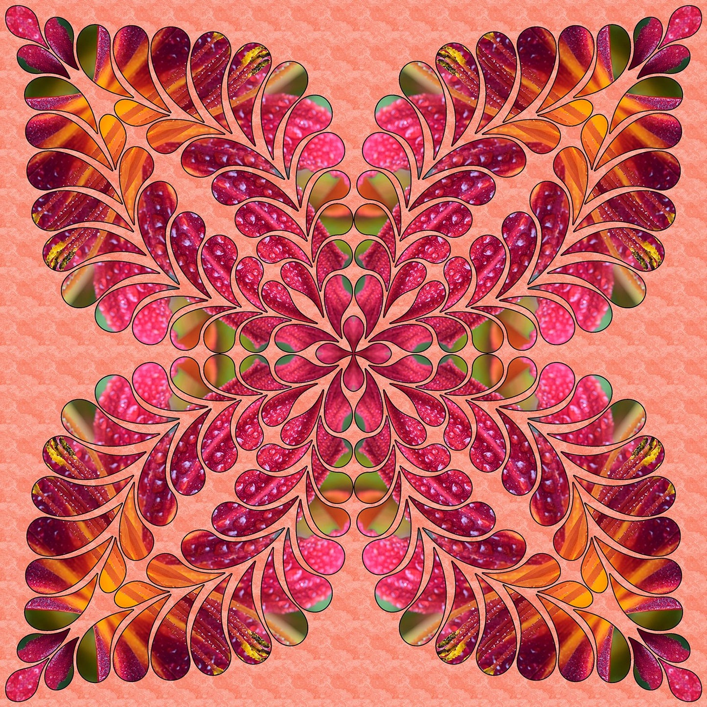 Flower Kaleidoscope Fabric Panel - MAK-009
