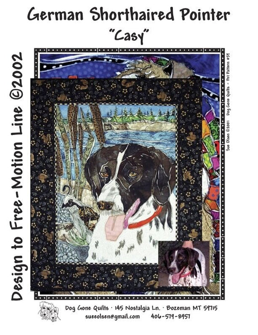 German Shorthaired Pointer Quilt Pattern, Approximately Size 20” x 25”, Design to Free-Motion Line from Dog Gone Quilts