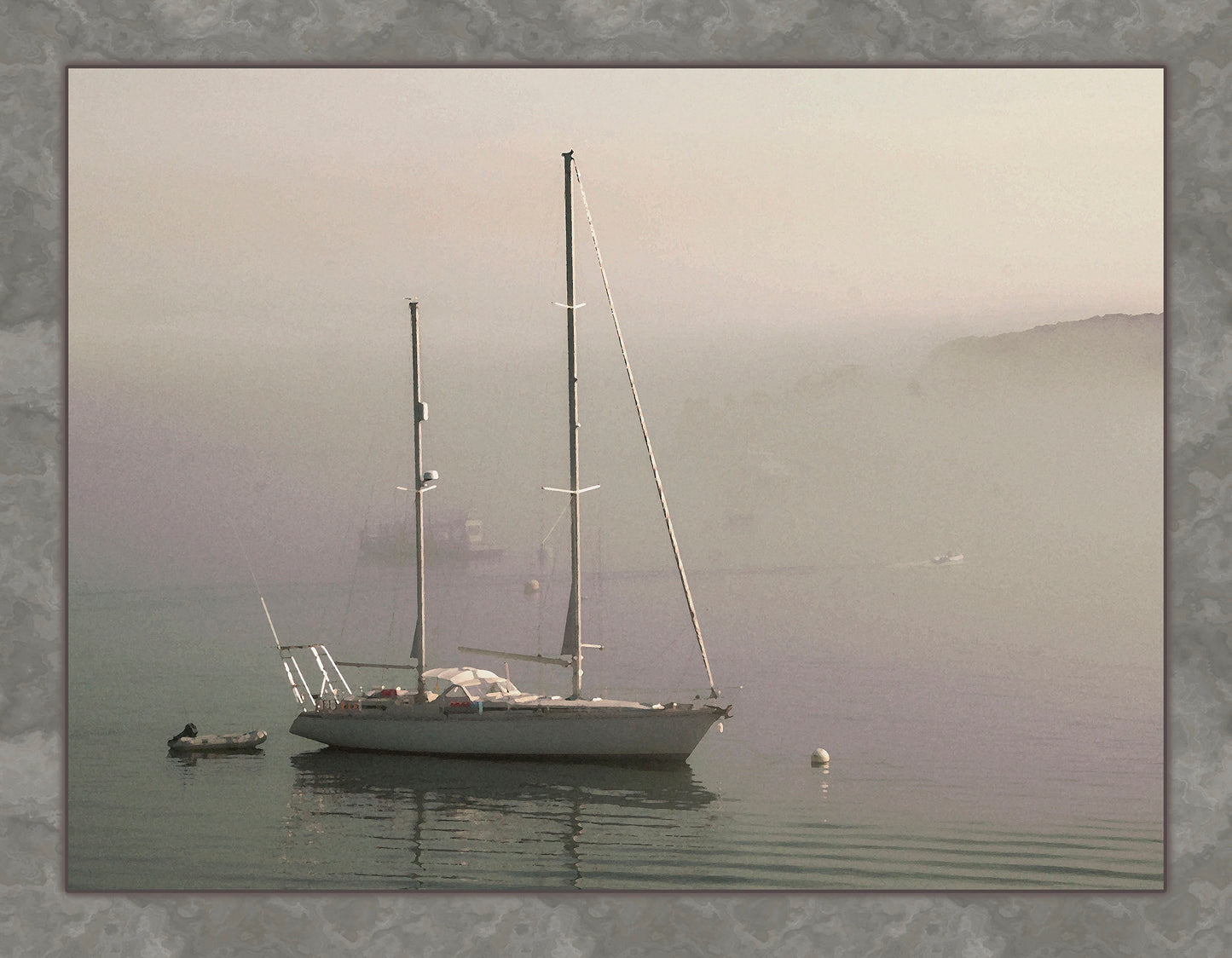 Ghostly Sailboat Fabric Panel - BOA-005C