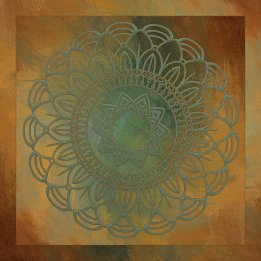Gold and Green Mandela Fabric Panel - MAK-001C