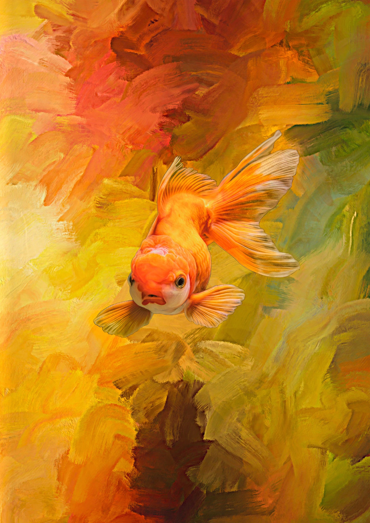 Underwater Goldfish Fabric Panel - OCE-024C