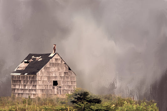 Shingled Shack in Field Fabric Panel  - BOA-012C
