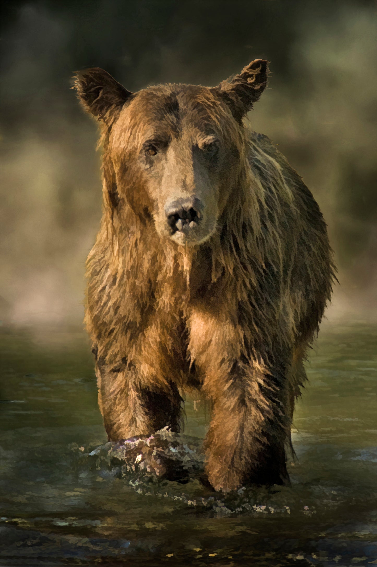 Vertical Grizzly Bear Fabric Panel - ANW-040C