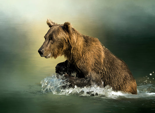 Grizzly Bear Through Water Fabric Panel - ANW-039C