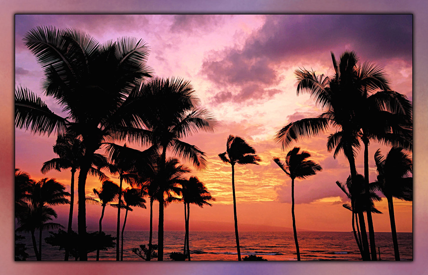 Palm Tree Sunset Fabric Panel - PSS-005C