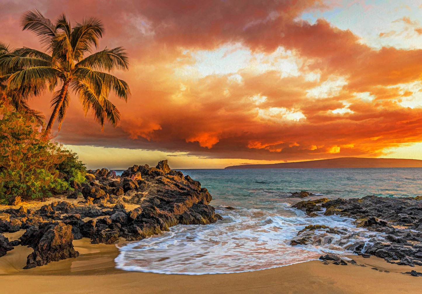 Hawaii Beach Sunset Fabric Panel - PSS-006C