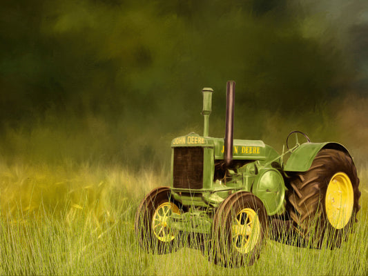 Vintage Green Tractor Fabric Panel - FAR-003C