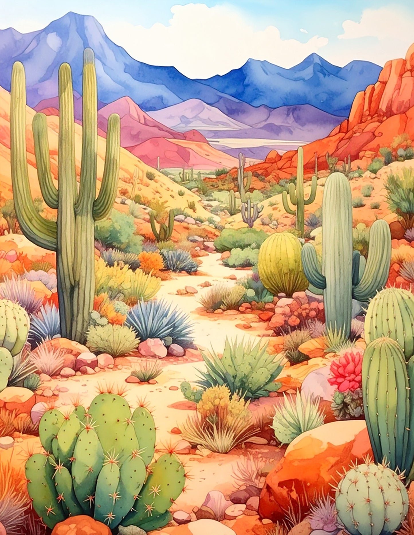 Fun Size Pastel Desert Scene Fabric Panel - FUN-096
