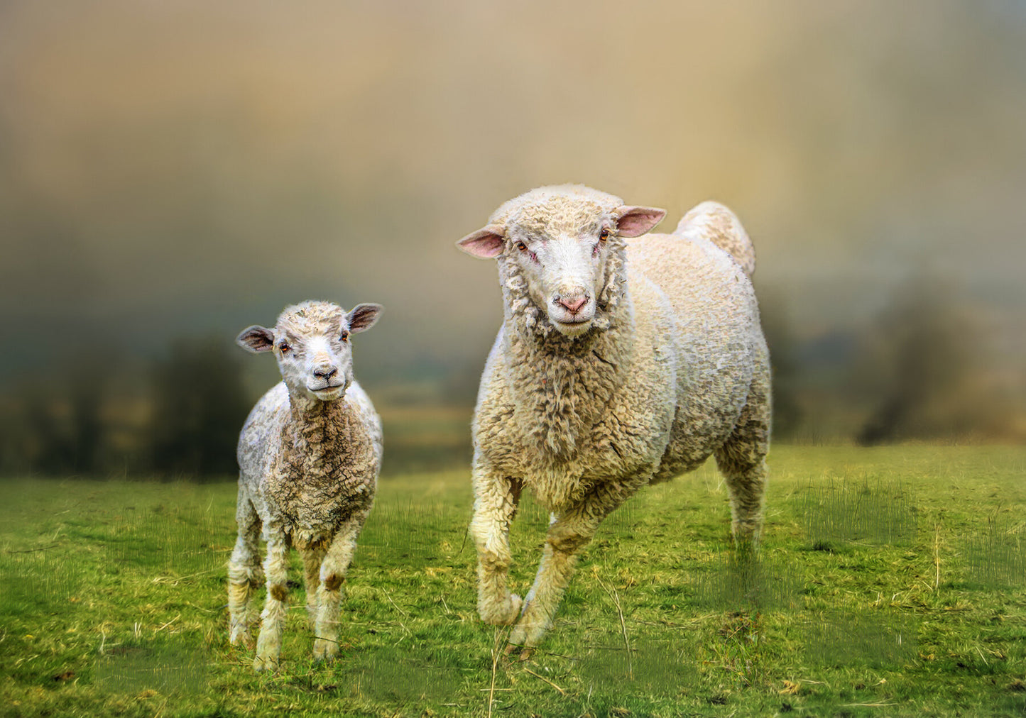 Mother and Lamb Fabric Panel - AFF-008C