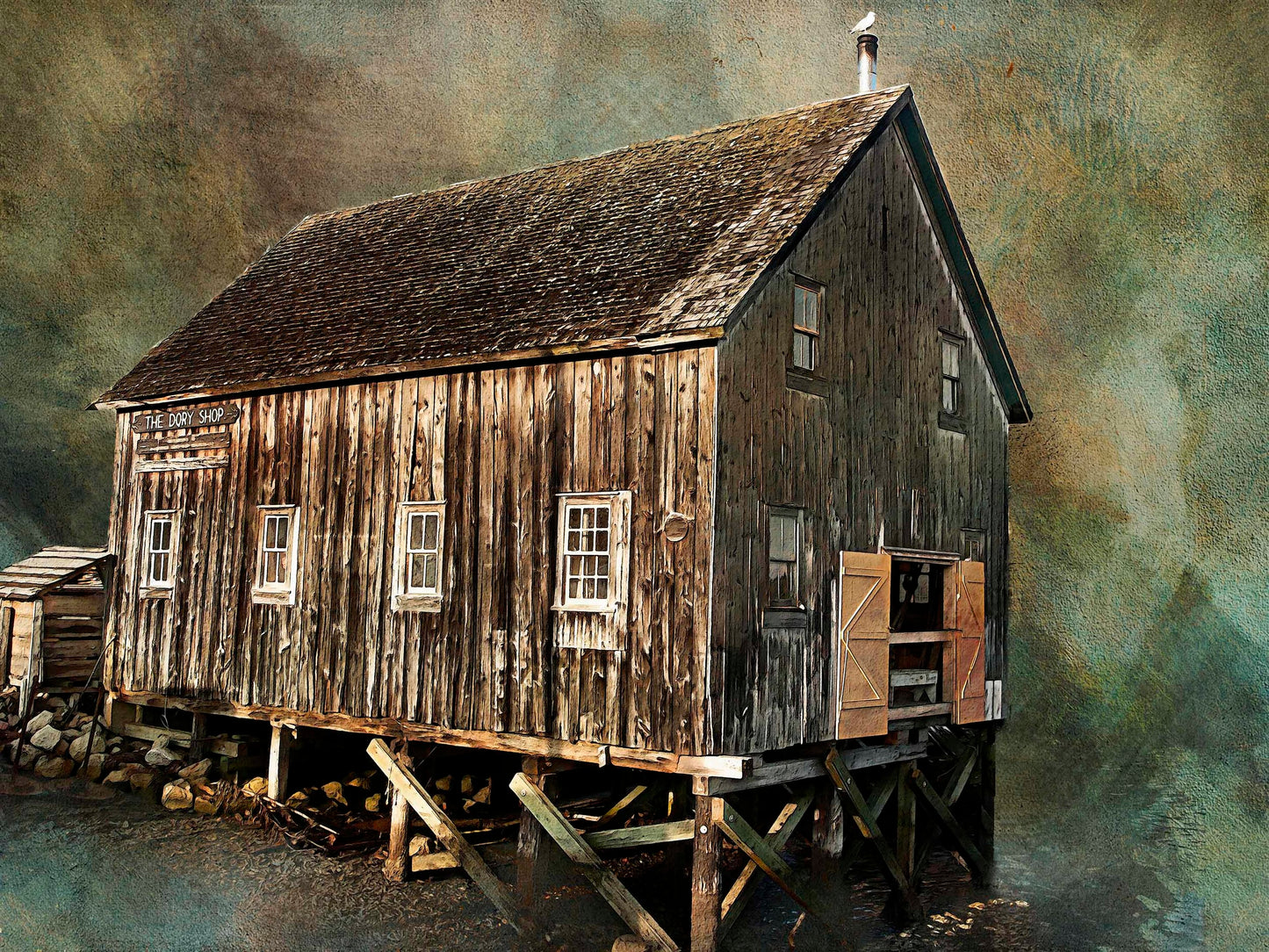 Old Fishing Shack Fabric Panel- BOA-019C