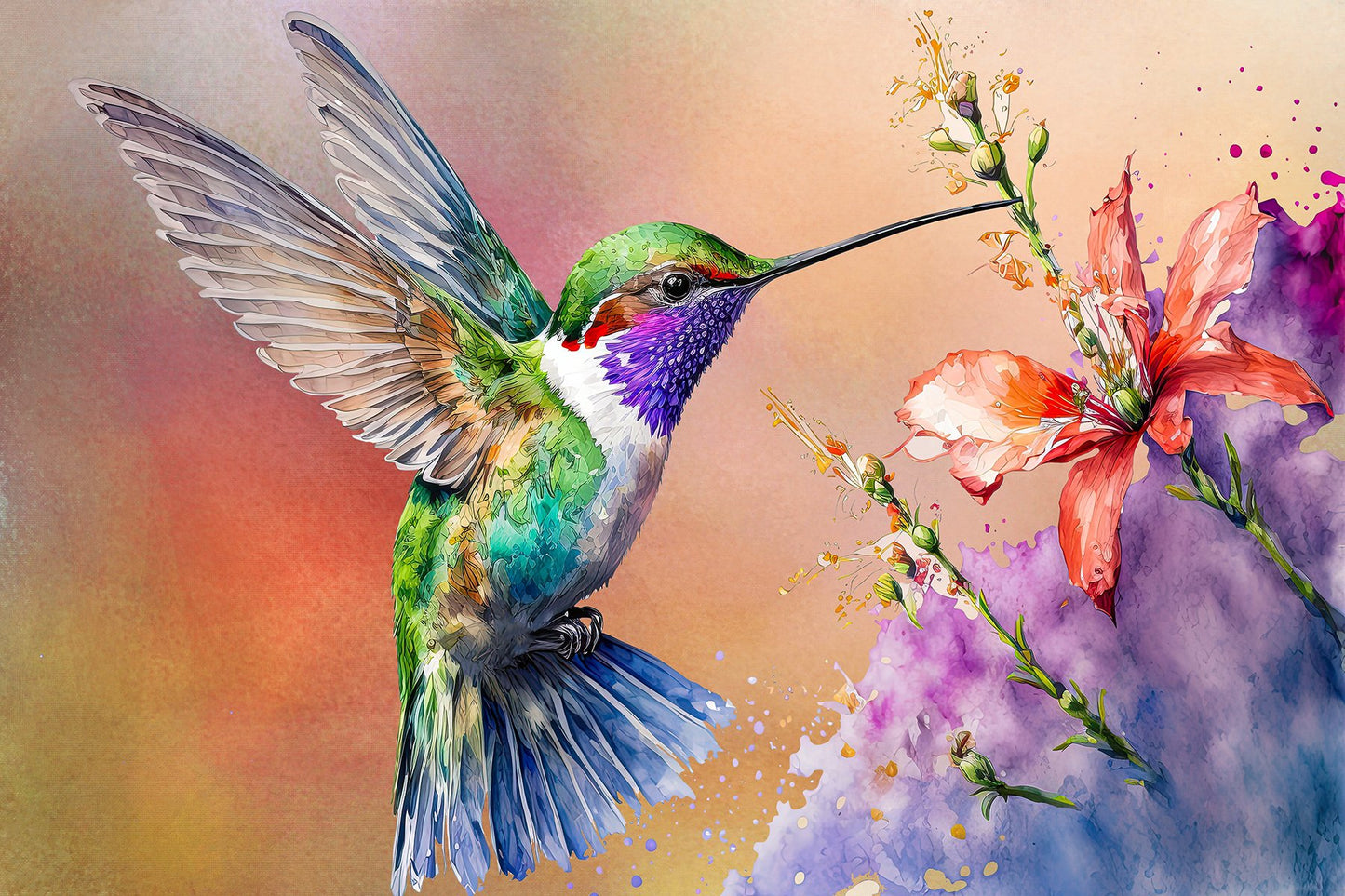 Fun Size Scattered Hummingbird Fabric Panel - FUN-008