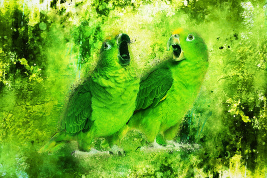Noisy and Messy Parrots Fabric Panel - BPT-010C