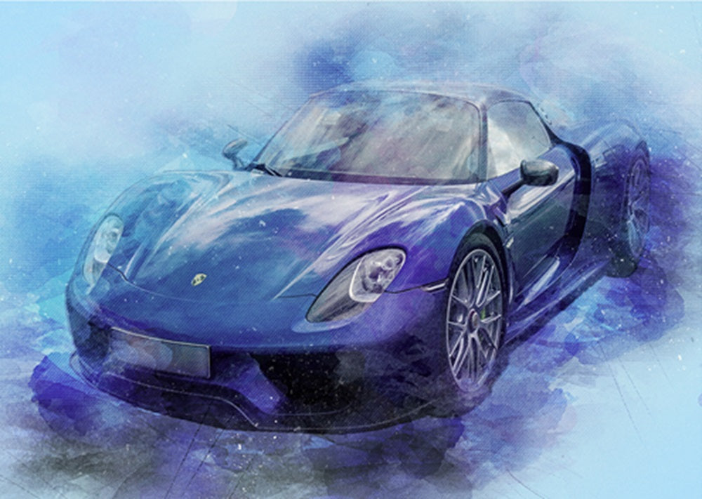 Abstract Blue Porsche Fabric Panel - TVC-027C