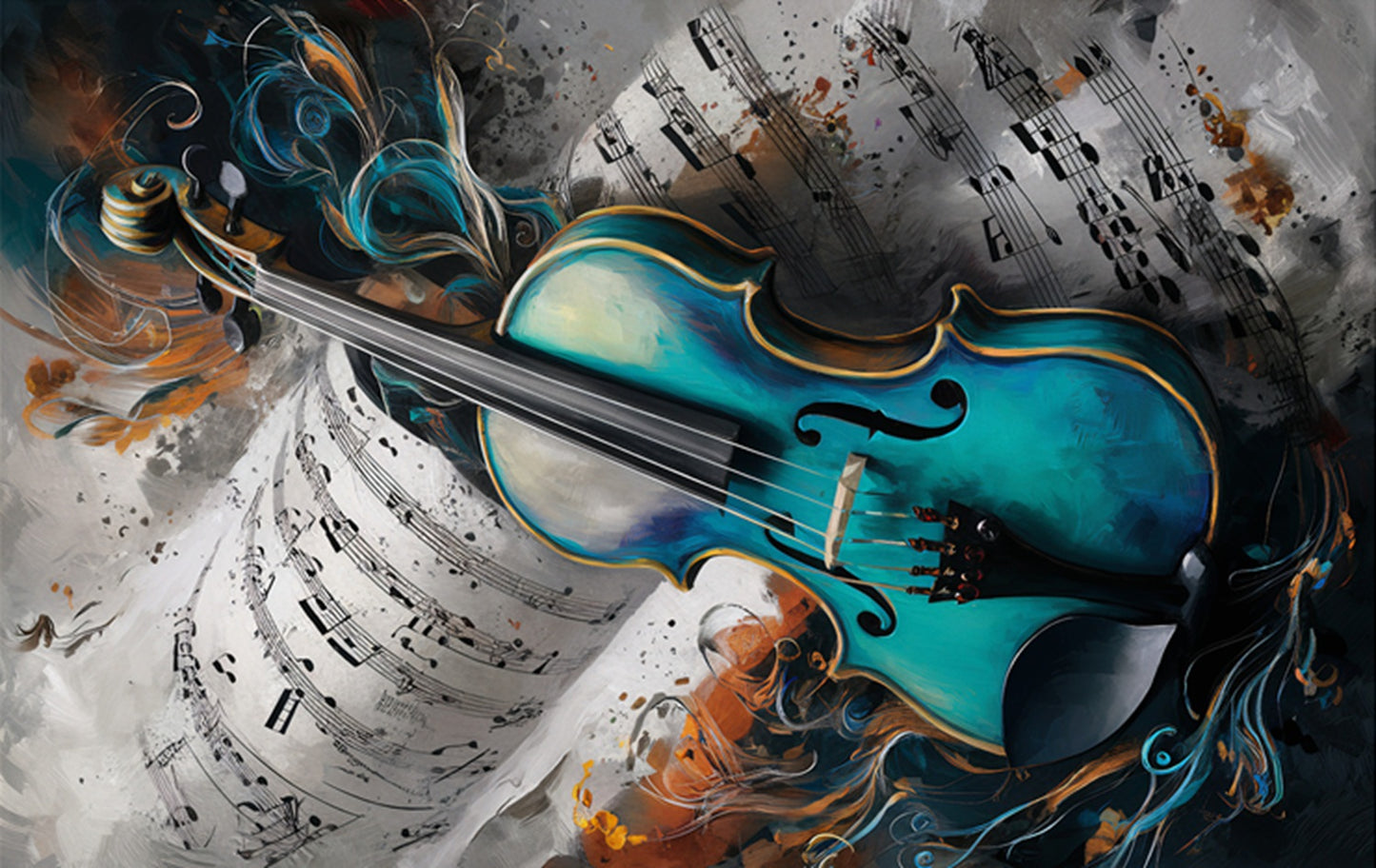 Abstract Blue Violin Fabric Panel - MAD-011
