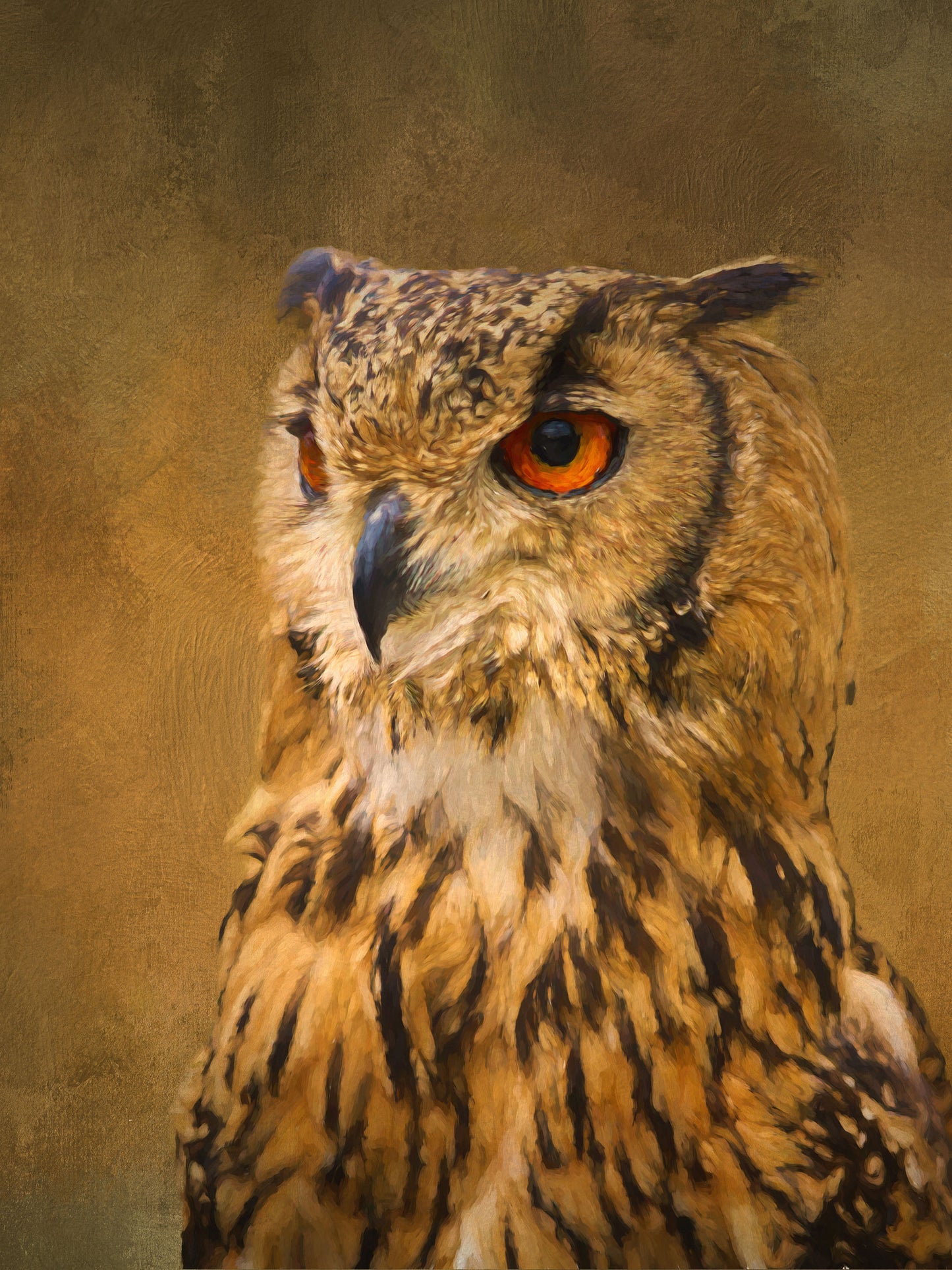 Feathered Finery Owl Close Up Fabric Panel - BBP-005C