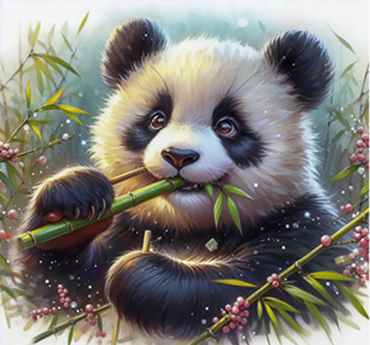 Snacking Panda Quilt Panel - ANI-021C