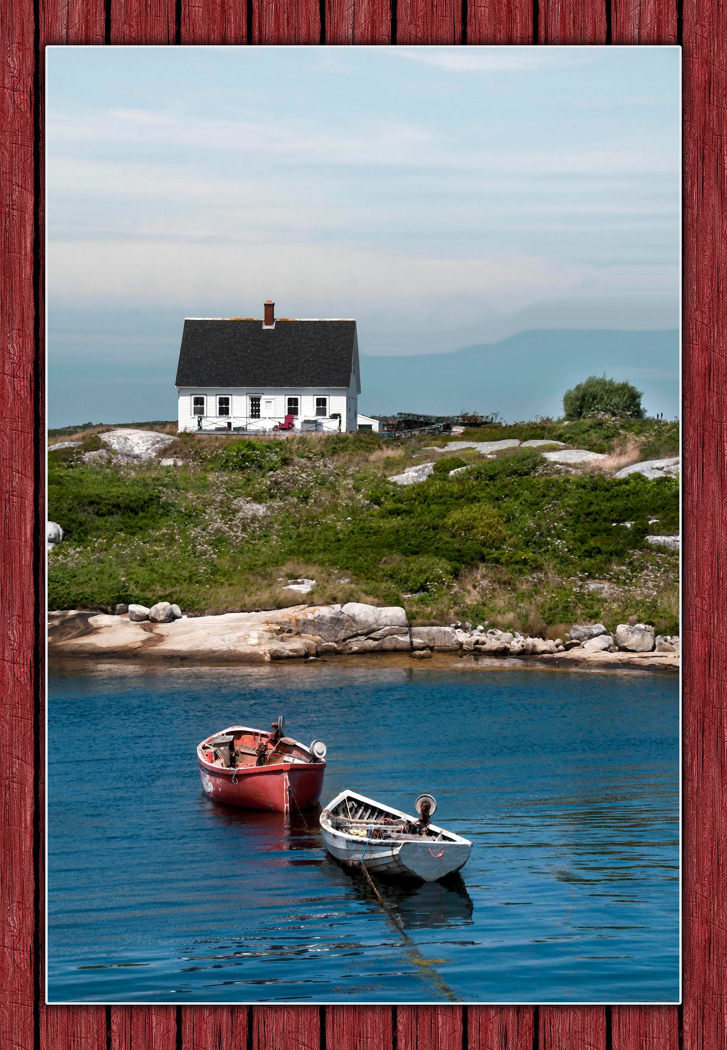 Peggy's Cove Red Barnwood Fabric Panel - BOA-018C