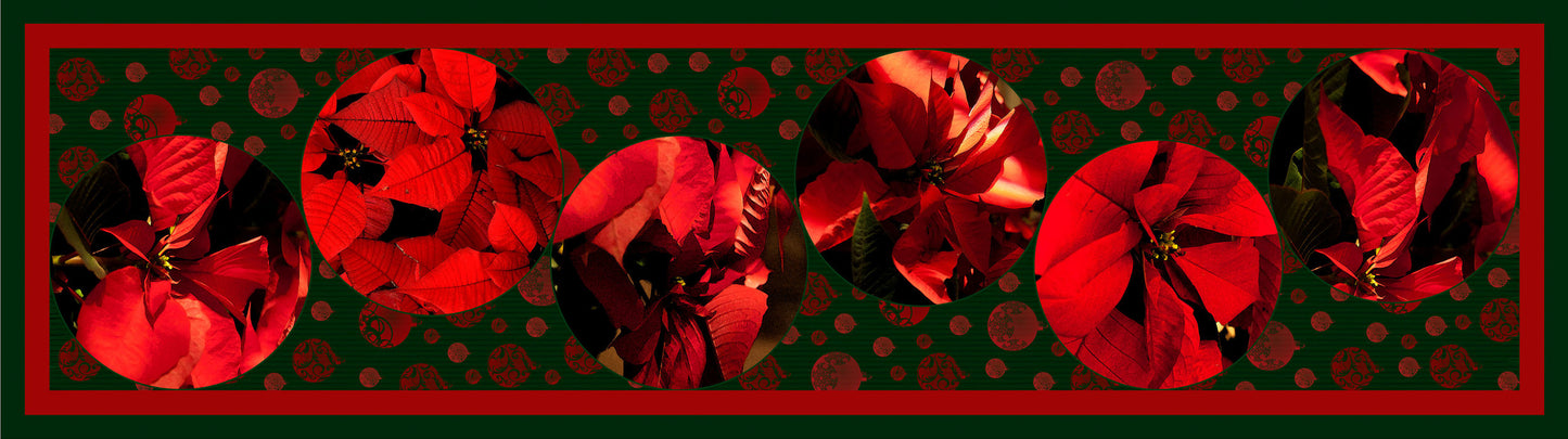 Poinsettia Table Runner Fabric Panel - MAK-015C