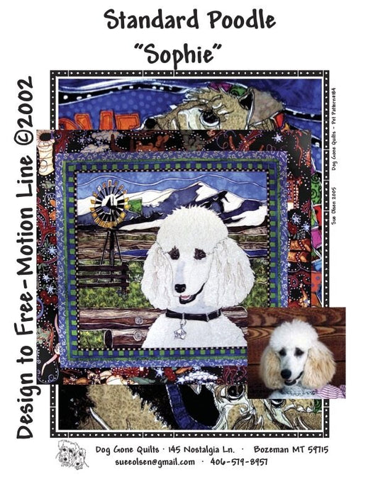 Standard Poodle Quilt Pattern, Approximately Size 26” x 21”, Design to Free-Motion Line from Dog Gone Quilts