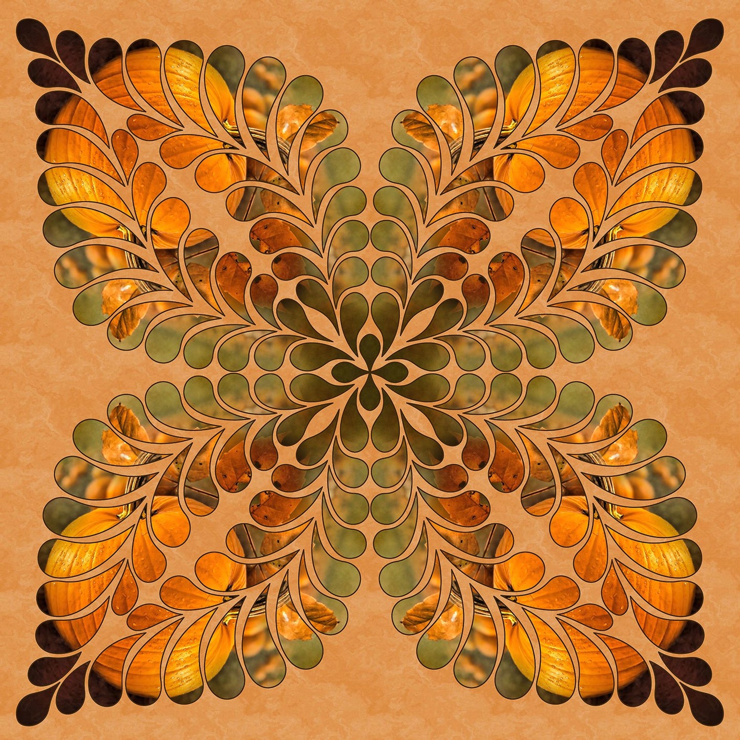 Pumpkin Kaleidoscope Fabric Panel - MAK-012