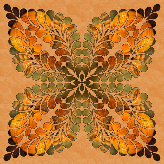 Pumpkin Kaleidoscope Fabric Panel - MAK-012C