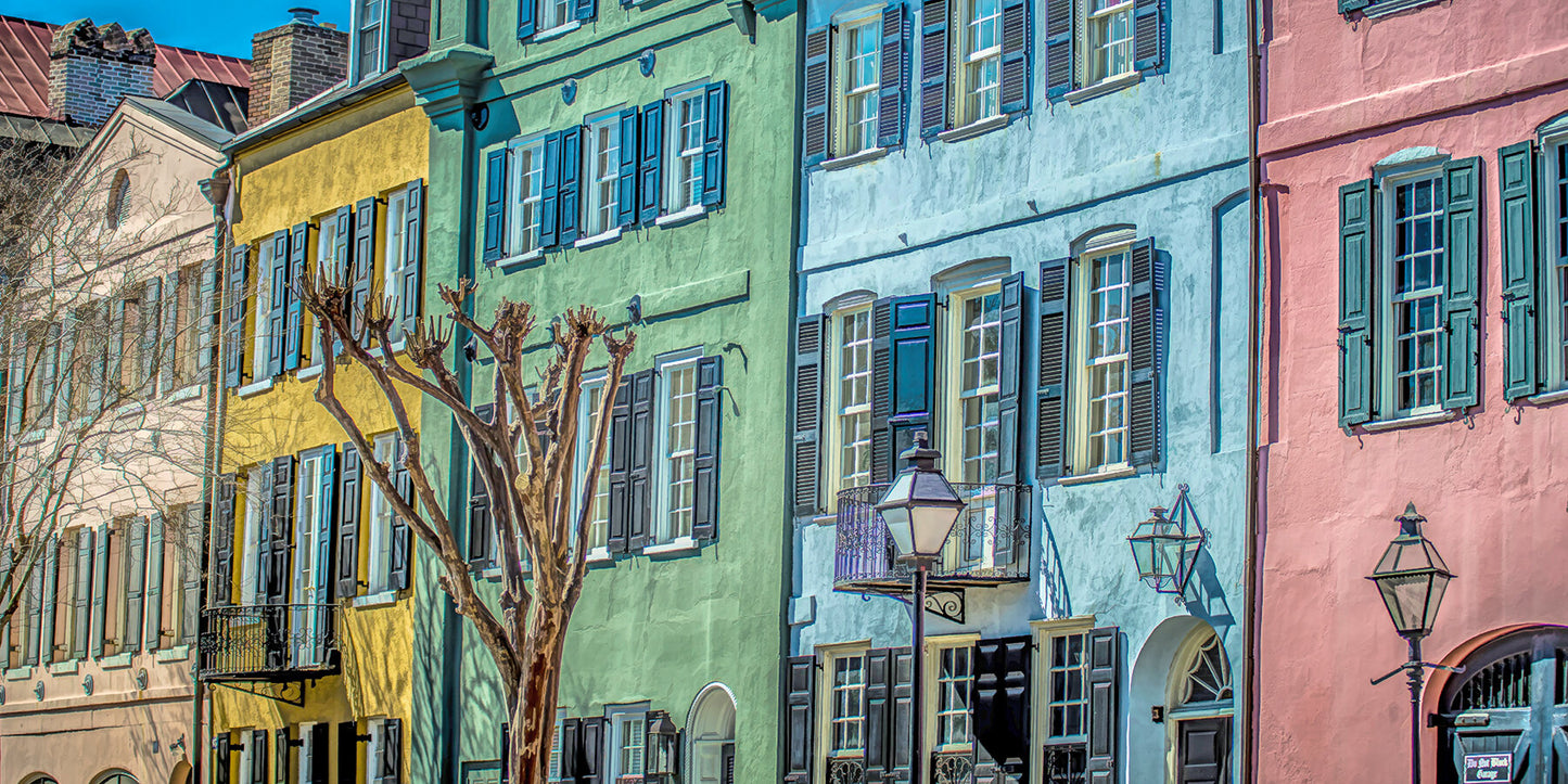 Charleston's Rainbow Row Fabric Panel - SSE-003C