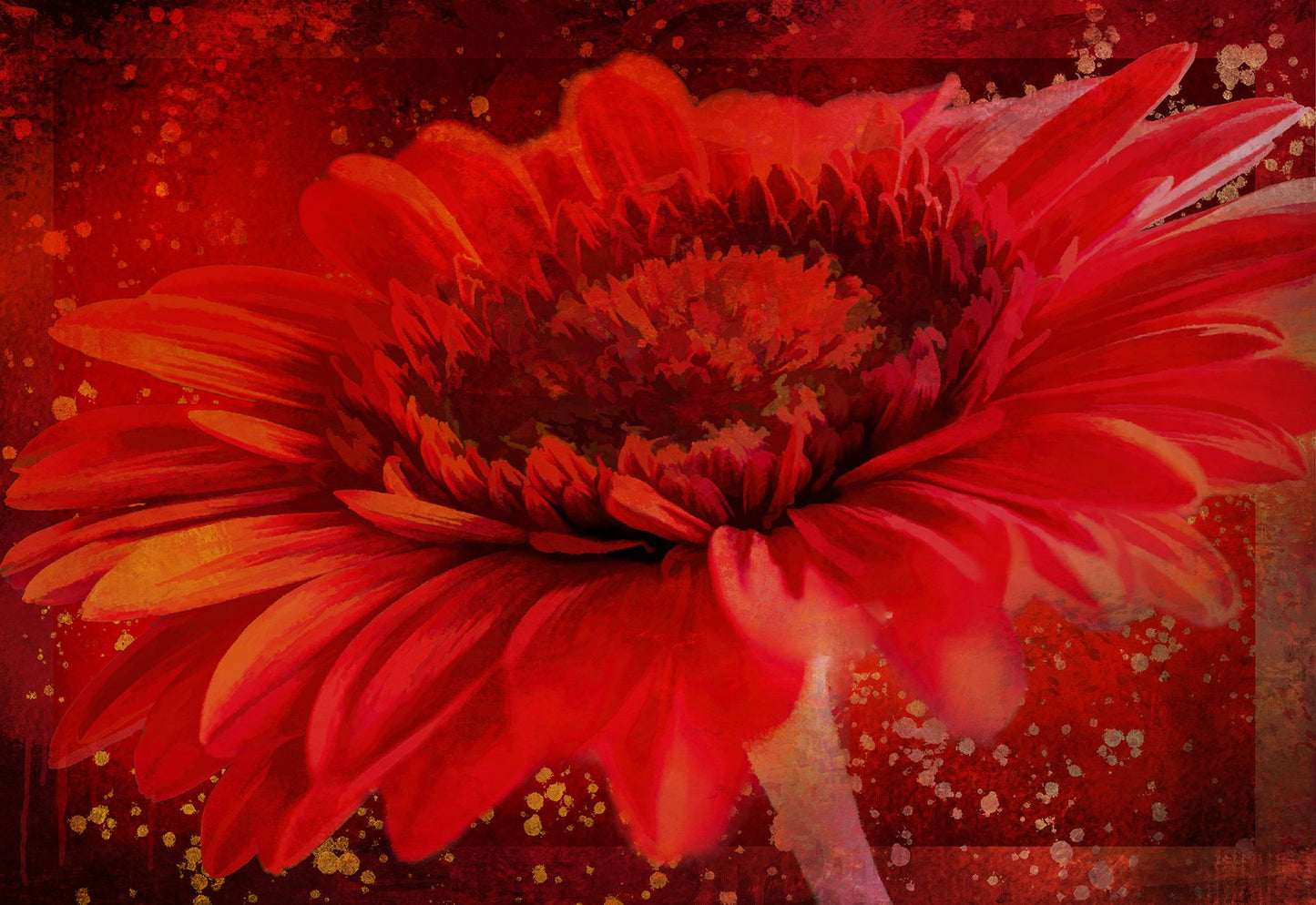 Red on Red Fabric Panel - FLR-042C