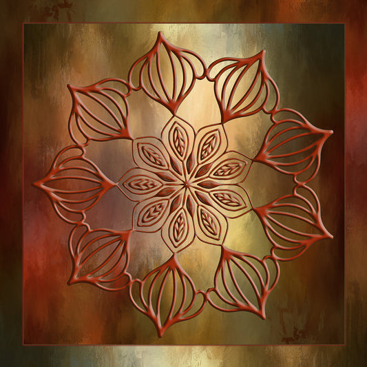 Scarlet Lace Mandela Fabric Panel - MAK-003C