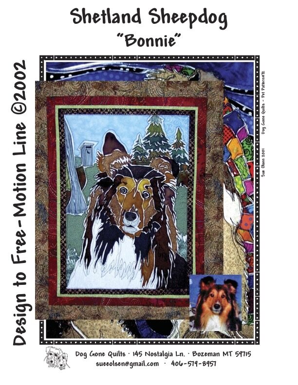 Shetland Sheepdog Quilt Pattern, Approximately Size 20” x 25”, Design to Free-Motion Line from Dog Gone Quilts